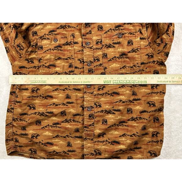 Duluth Trading Co Shirt Mens L Brown Bear Print Free Swingin Untucked Flannel - Picture 5 of 8